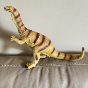 Vintage‎ Plateosaurus Toy Dinosaur 1991 Orange Standing Hard Rubber 9.5 in Tall